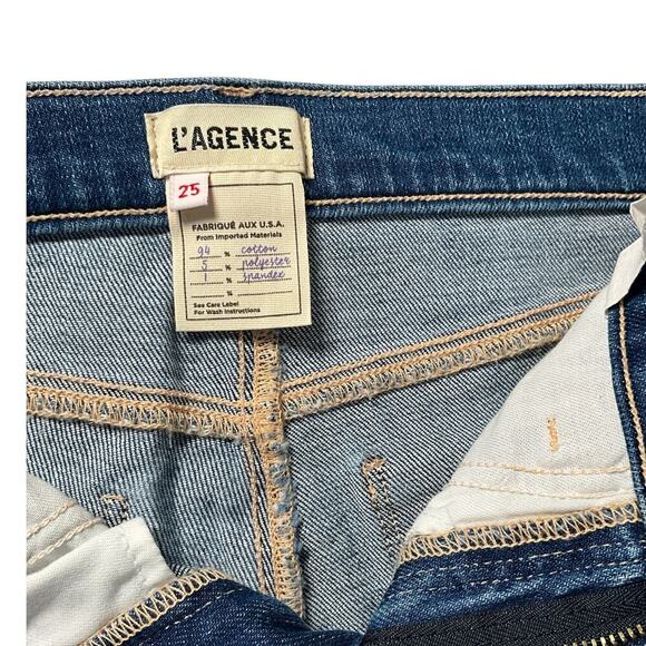 L'AGENCE SZ 25 NWOT Soft Cotton Blend Blue Classic Straight Leg Frayed Bottom - Picture 7 of 8